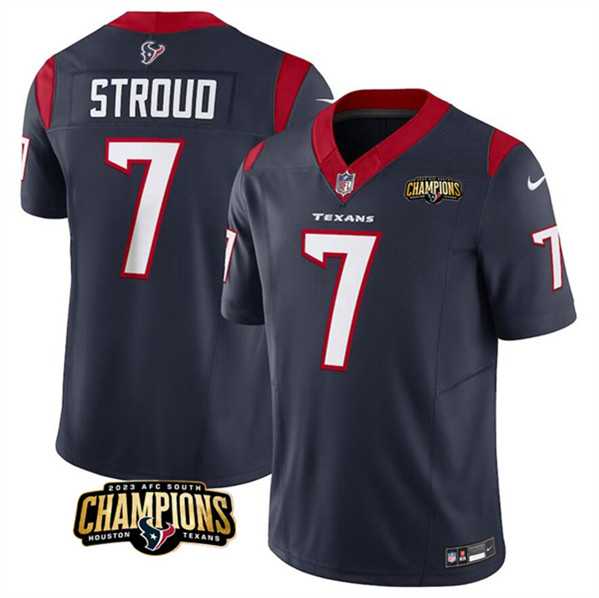 Men & Women & Youth Houston Texans #7 C.J. Stroud Navy 2023 F.U.S.E. AFC South Champions Patch Vapor Untouchable Limited Stitched Jersey->houston texans->NFL Jersey